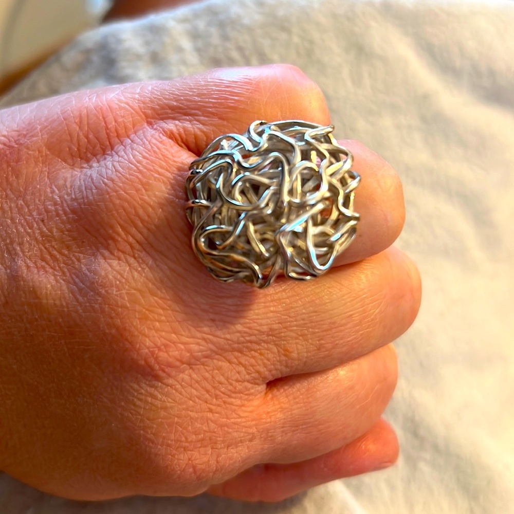 Beautiful Silver 950 (Marked) Adjustable Ring - image 1